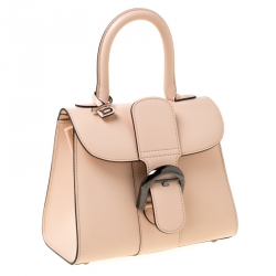 Delvaux Peach Leather Mini Le Brillant Top Handle Bag