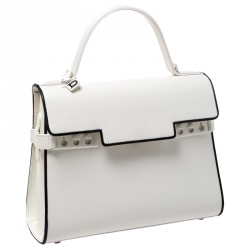 Delvaux White Leather Tempete MM Top Handle Bag                  
