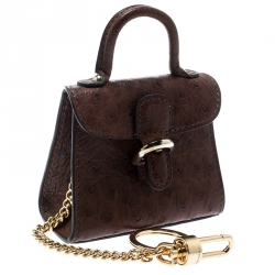 Delvaux Brown Ostrich Brilliant Bag Charm