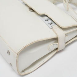 Pre Owned Delvaux White Leather Tempete PM Top Handle Bag