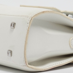 Pre Owned Delvaux White Leather Tempete PM Top Handle Bag