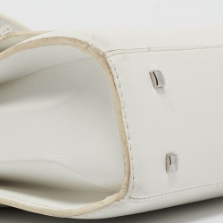 Pre Owned Delvaux White Leather Tempete PM Top Handle Bag