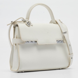 Pre Owned Delvaux White Leather Tempete PM Top Handle Bag