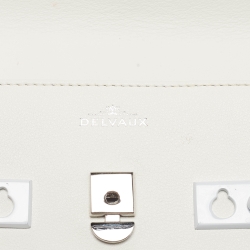 Pre Owned Delvaux White Leather Tempete PM Top Handle Bag