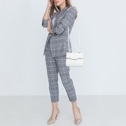 Pre Owned Delvaux White Leather Tempete PM Top Handle Bag