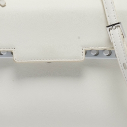 Pre Owned Delvaux White Leather Tempete PM Top Handle Bag