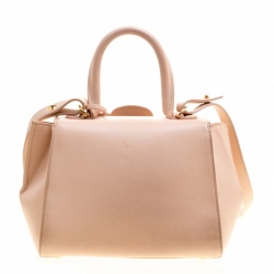 Delvaux Peach Leather Mini Le Brillant Top Handle Bag