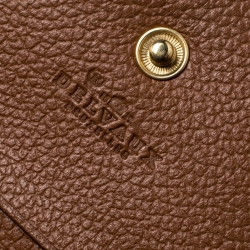Pre Owned Delvaux Brown Leather Card Holder Wallet