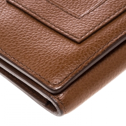 Pre Owned Delvaux Brown Leather Card Holder Wallet