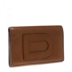 Pre Owned Delvaux Brown Leather Card Holder Wallet
