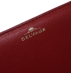 Delvaux Red Leather Tri Fold Continental Wallet