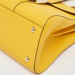 Pre Owned Delvaux Mustard Leather Mini Le Brillant Top Handle Bag