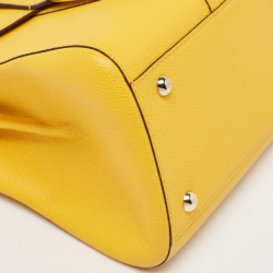 Pre Owned Delvaux Mustard Leather Mini Le Brillant Top Handle Bag