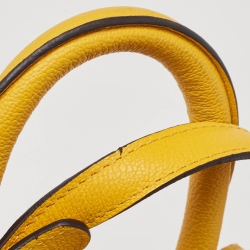 Pre Owned Delvaux Mustard Leather Mini Le Brillant Top Handle Bag