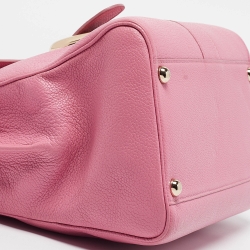 Delvaux Pink Leather Brillant MM Top Handle Bag