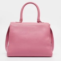 Delvaux Pink Leather Brillant MM Top Handle Bag