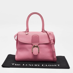 Delvaux Pink Leather Brillant MM Top Handle Bag
