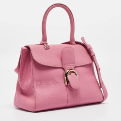 Delvaux Pink Leather Brillant MM Top Handle Bag