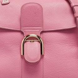 Delvaux Pink Leather Brillant MM Top Handle Bag