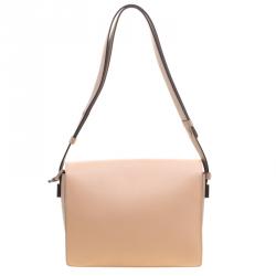 Pre Owned Delvaux Peach/Beige Leather Madame PM Shoulder Bag