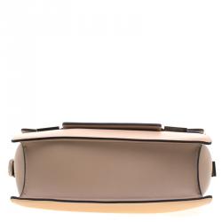 Pre Owned Delvaux Peach/Beige Leather Madame PM Shoulder Bag