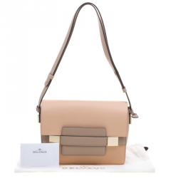 Pre Owned Delvaux Peach/Beige Leather Madame PM Shoulder Bag