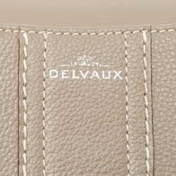 Pre Owned Delvaux Grey Leather Mini Brillant East/West Top Handle Bag