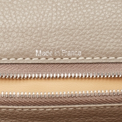 Pre Owned Delvaux Grey Leather Mini Brillant East/West Top Handle Bag