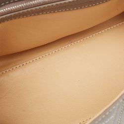 Pre Owned Delvaux Grey Leather Mini Brillant East/West Top Handle Bag