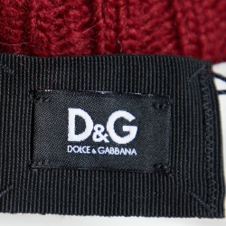 D&G Red Wool Intarsia Belted Mid Length Coat M