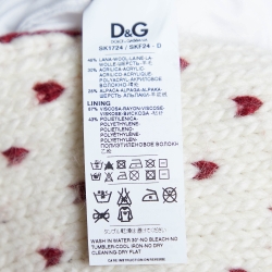 D&G Red Wool Intarsia Belted Mid Length Coat M
