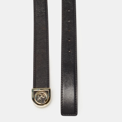 D&G Black Leather DG Logo Buckle Belt 95CM
