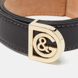 D&G Black Leather DG Logo Buckle Belt 95CM