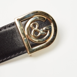 D&G Black Leather DG Logo Buckle Belt 95CM