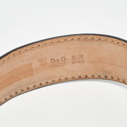 D&G Black/Brown Glossy Leather Buckle Belt 85CM