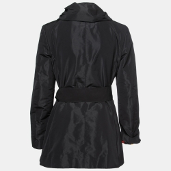 Pre Owned D&G by Dolce & Gabbana Black Synthetic Ruffled Belted Jacket M