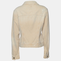 Pre Owned D&G Beige Denim Distressed Button Front Jacket XL