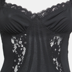 Pre Owned D&G Black Stretch Crepe & Lace Sheer Cami Dress M