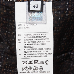 D&G Black and Brown Tweed Silk Overlay Flared Midi Dress M