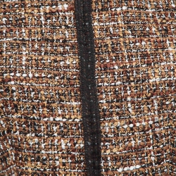 D&G Black and Brown Tweed Silk Overlay Flared Midi Dress M