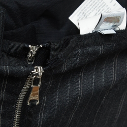 Pre Owned D&G Grey Pinstripe Gabardine Draped Detail Strapless Mini Dress M