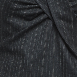 Pre Owned D&G Grey Pinstripe Gabardine Draped Detail Strapless Mini Dress M