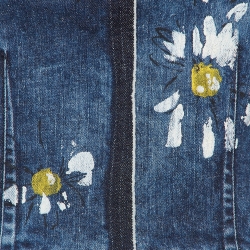 Pre Owned D&G Blue Floral Print Denim Zipper Mini Dress M