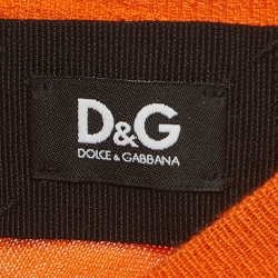 Pre Owned D&G Orange Knit Back Zipper Detail Cardigan L
