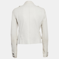 Pre Owned D&G White Deer Leather Double Breasted Jacket M