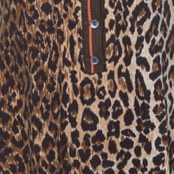 Pre Owned D&G Brown Leopard Print Cotton Pique Polo Dress M
