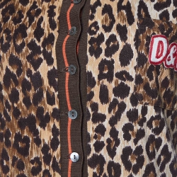 Pre Owned D&G Brown Leopard Print Cotton Pique Polo Dress M