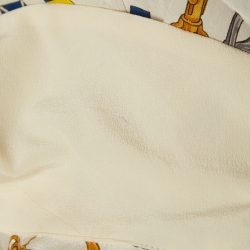 Pre Owned D&G Off-White Printed Silk Buttoned Front Top M