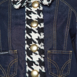Pre Owned D&G Blue Denim Tweed Trim Cropped Jacket S
