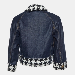 Pre Owned D&G Blue Denim Tweed Trim Cropped Jacket S